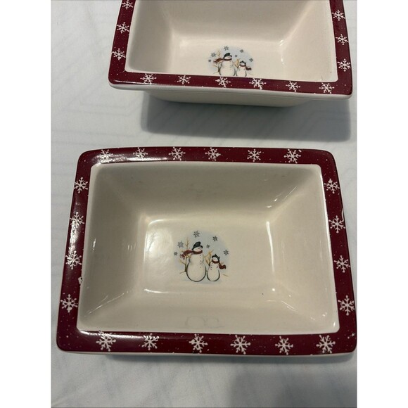 2 Royal Seasons Stoneware Holiday Christmas Decor Hors d'Oeuvres Serving Dishes - Picture 9 of 14